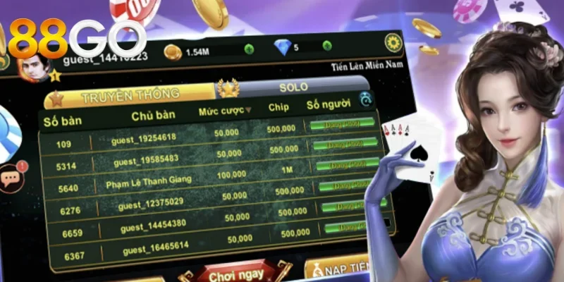 Gợi ý các phiên bản game bài tiến lên 88go
